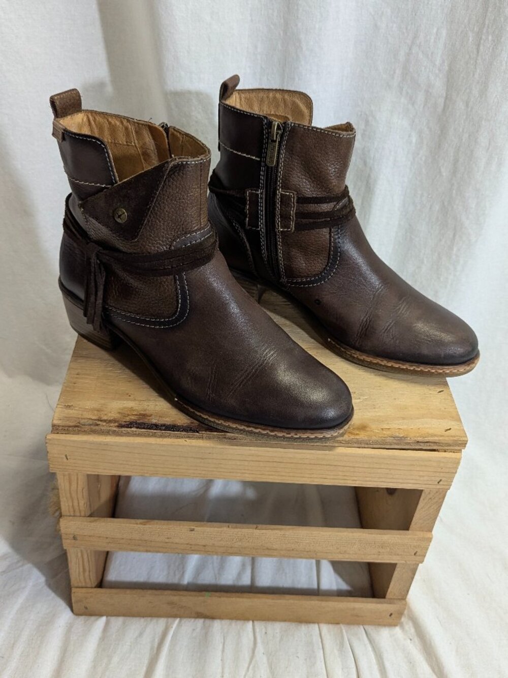 Pikolino's Brown Leather Booties Size 38=US Size 7.5 *See Flaws